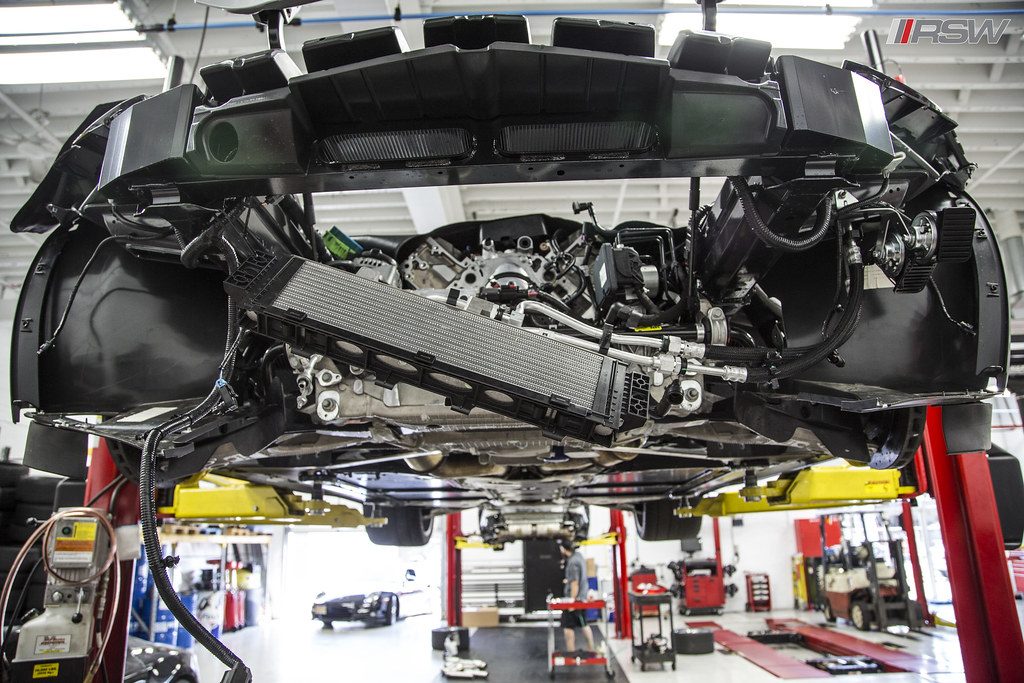 Engine and subframe access on the lift at RSW Auto Repair in Kinnelon, NJ